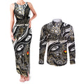 Custom NAIDOC Week 2024 Magpies Couples Matching Tank Maxi Dress and Long Sleeve Button Shirt Aboriginal Animals Keep The Fire Burning