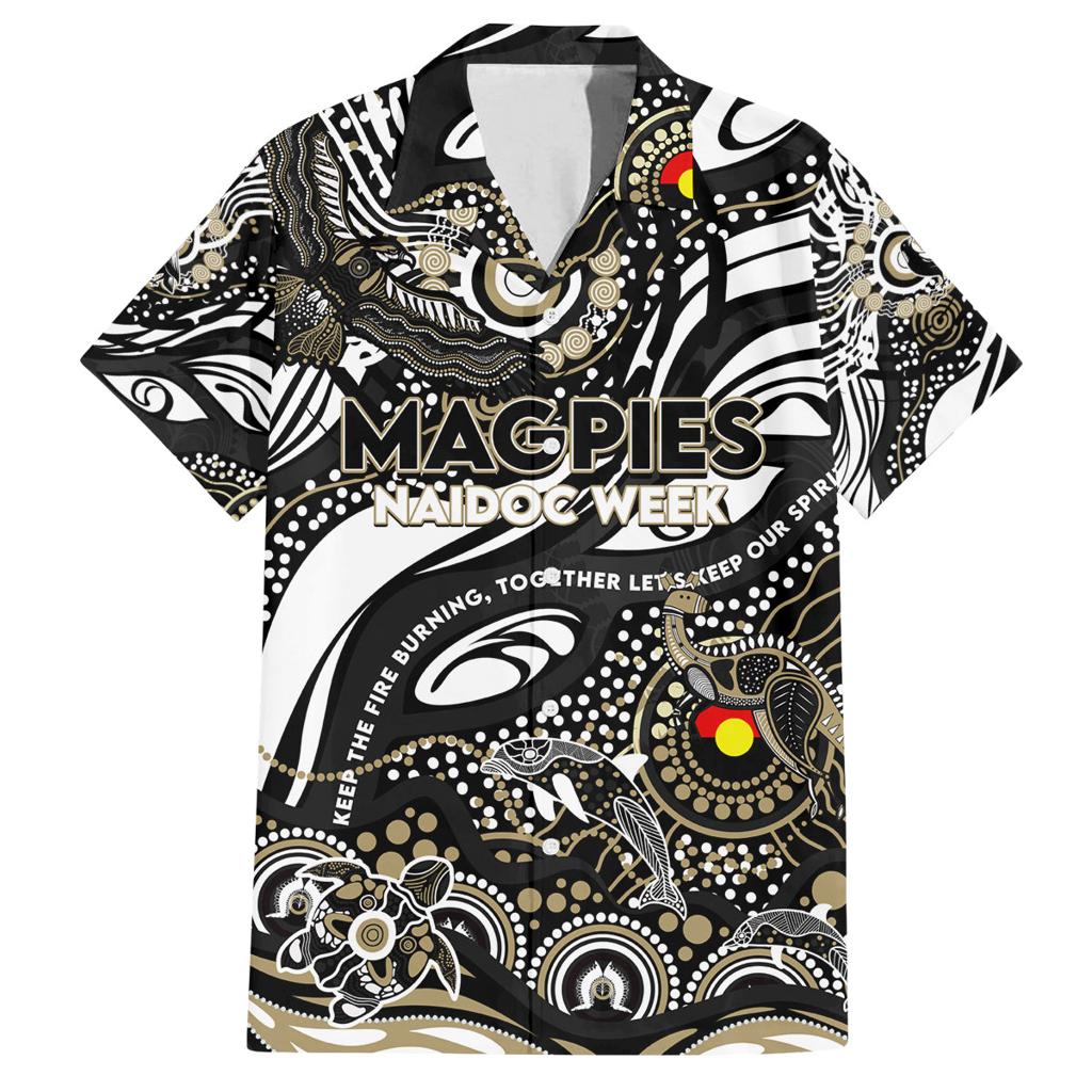 Custom NAIDOC Week 2024 Magpies Family Matching Long Sleeve Bodycon Dress and Hawaiian Shirt Aboriginal Animals Keep The Fire Burning