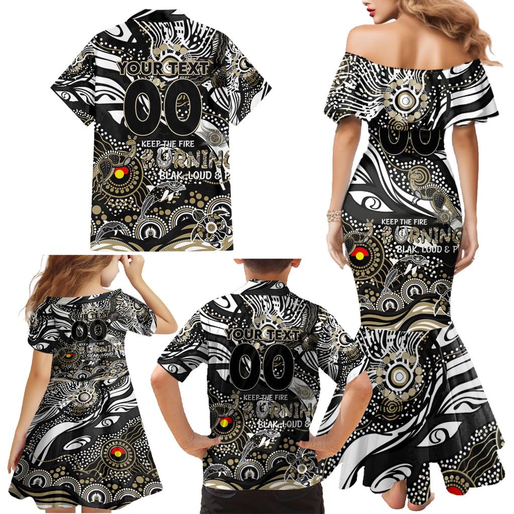 Custom NAIDOC Week 2024 Magpies Family Matching Mermaid Dress and Hawaiian Shirt Aboriginal Animals Keep The Fire Burning