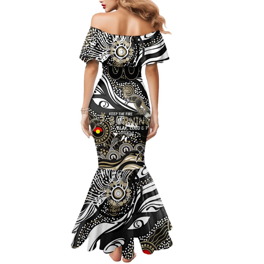 Custom NAIDOC Week 2024 Magpies Family Matching Mermaid Dress and Hawaiian Shirt Aboriginal Animals Keep The Fire Burning