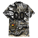 Custom NAIDOC Week 2024 Magpies Family Matching Off Shoulder Maxi Dress and Hawaiian Shirt Aboriginal Animals Keep The Fire Burning