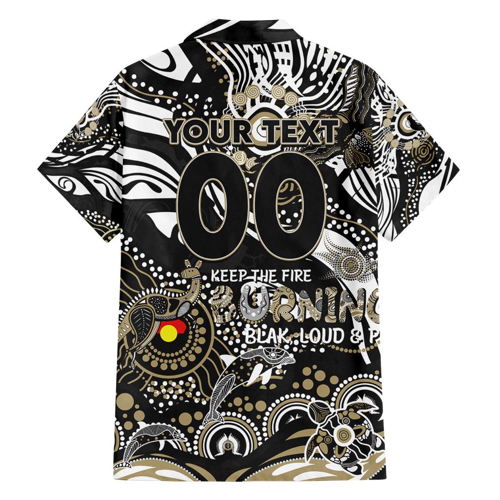 Custom NAIDOC Week 2024 Magpies Family Matching Off Shoulder Maxi Dress and Hawaiian Shirt Aboriginal Animals Keep The Fire Burning
