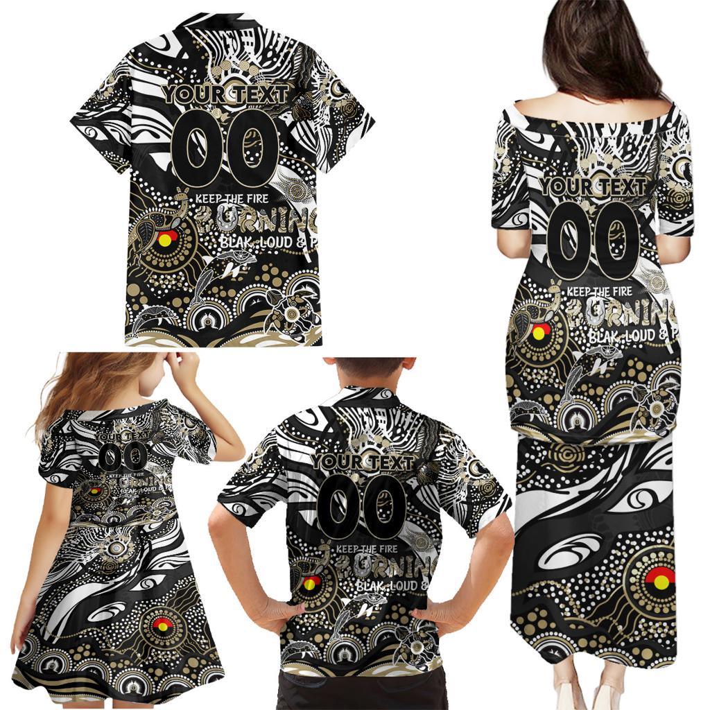 Custom NAIDOC Week 2024 Magpies Family Matching Puletasi and Hawaiian Shirt Aboriginal Animals Keep The Fire Burning