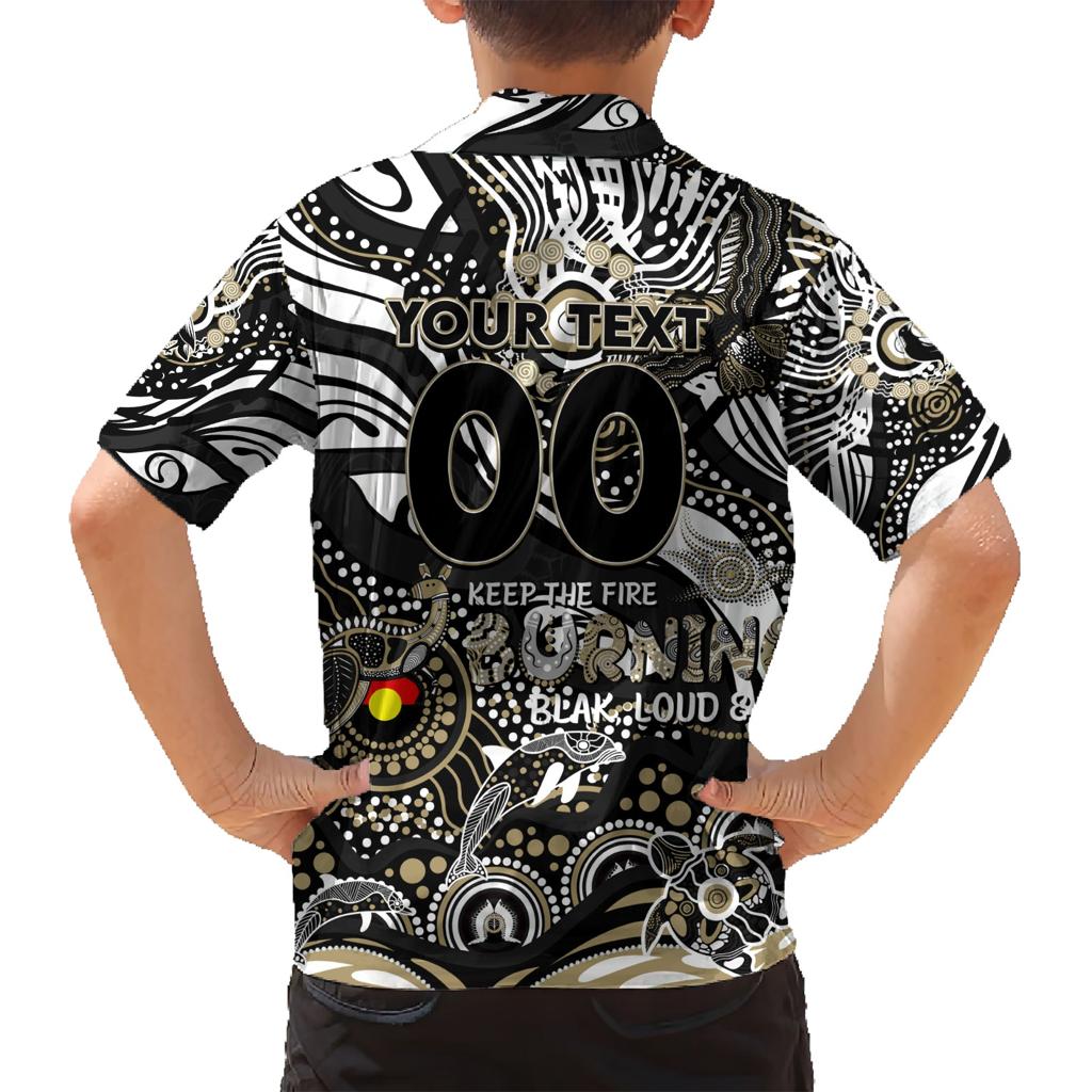 Custom NAIDOC Week 2024 Magpies Family Matching Short Sleeve Bodycon Dress and Hawaiian Shirt Aboriginal Animals Keep The Fire Burning