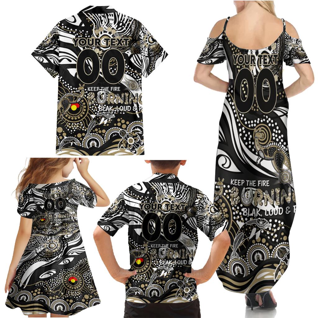 Custom NAIDOC Week 2024 Magpies Family Matching Summer Maxi Dress and Hawaiian Shirt Aboriginal Animals Keep The Fire Burning