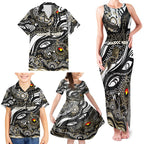 Custom NAIDOC Week 2024 Magpies Family Matching Tank Maxi Dress and Hawaiian Shirt Aboriginal Animals Keep The Fire Burning