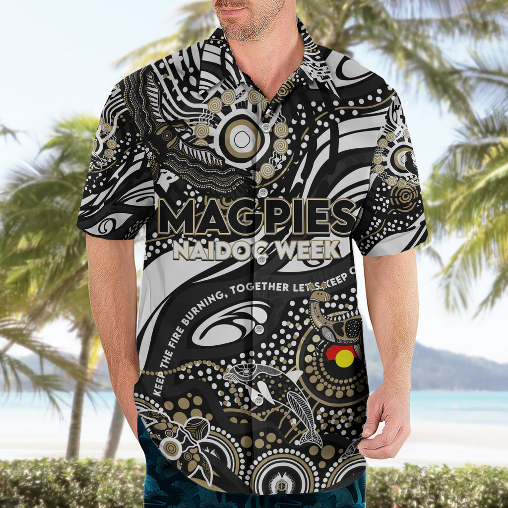 Custom NAIDOC Week 2024 Magpies Hawaiian Shirt Aboriginal Animals Keep The Fire Burning