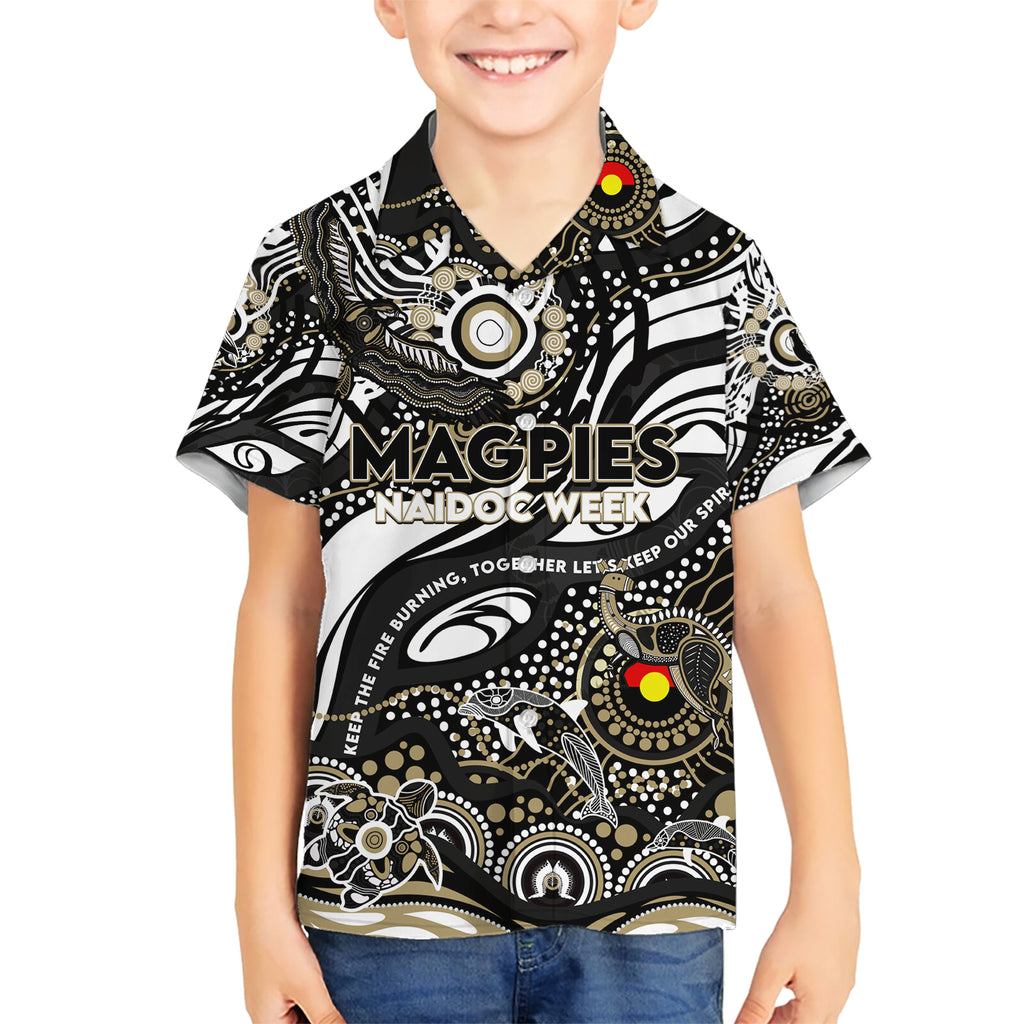 Custom NAIDOC Week 2024 Magpies Kid Hawaiian Shirt Aboriginal Animals Keep The Fire Burning