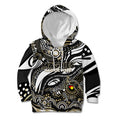 Custom NAIDOC Week 2024 Magpies Kid Hoodie Aboriginal Animals Keep The Fire Burning
