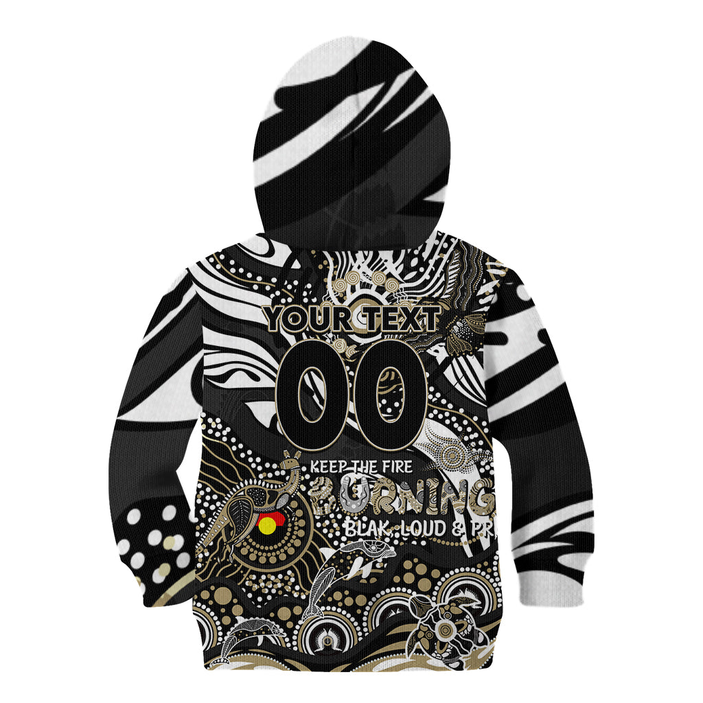 Custom NAIDOC Week 2024 Magpies Kid Hoodie Aboriginal Animals Keep The Fire Burning