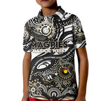Custom NAIDOC Week 2024 Magpies Kid Polo Shirt Aboriginal Animals Keep The Fire Burning