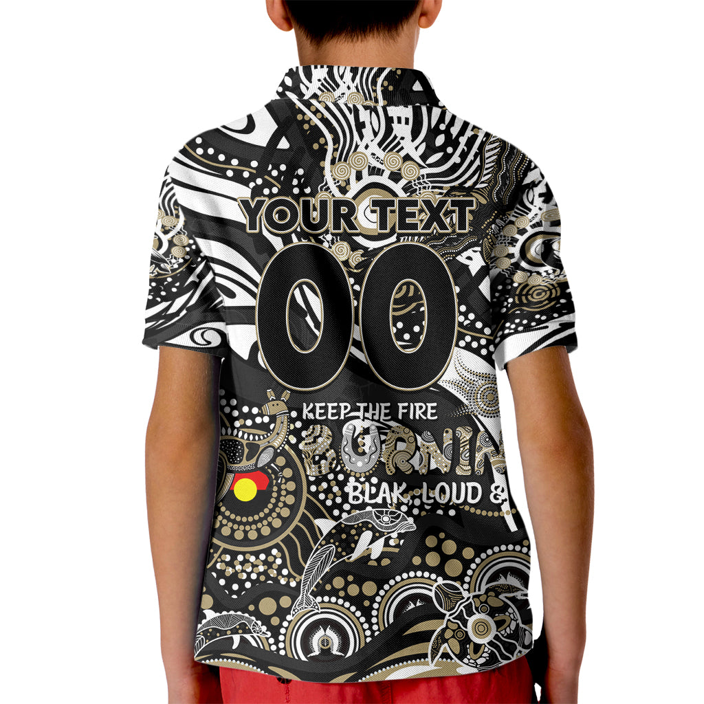 Custom NAIDOC Week 2024 Magpies Kid Polo Shirt Aboriginal Animals Keep The Fire Burning