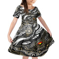 Custom NAIDOC Week 2024 Magpies Kid Short Sleeve Dress Aboriginal Animals Keep The Fire Burning