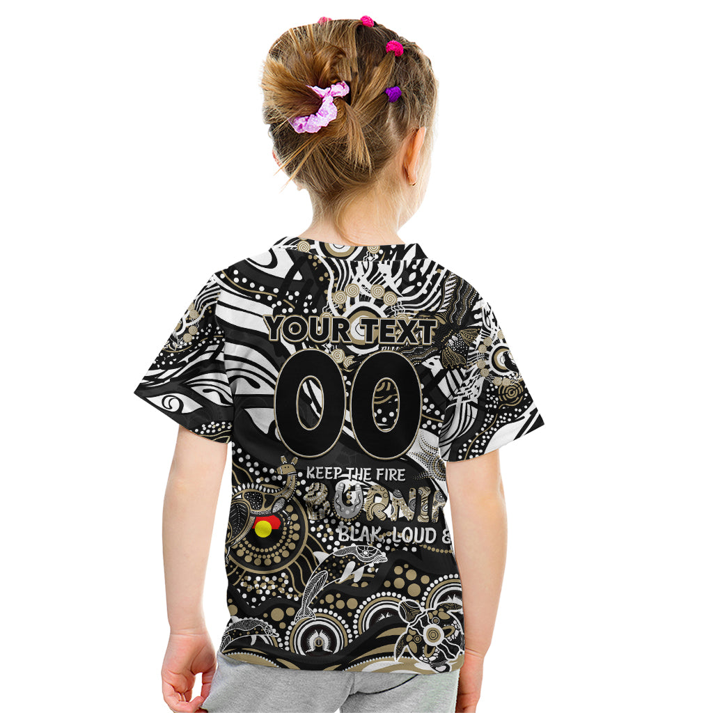 Custom NAIDOC Week 2024 Magpies Kid T Shirt Aboriginal Animals Keep The Fire Burning