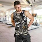 Custom NAIDOC Week 2024 Magpies Men Tank Top Aboriginal Animals Keep The Fire Burning