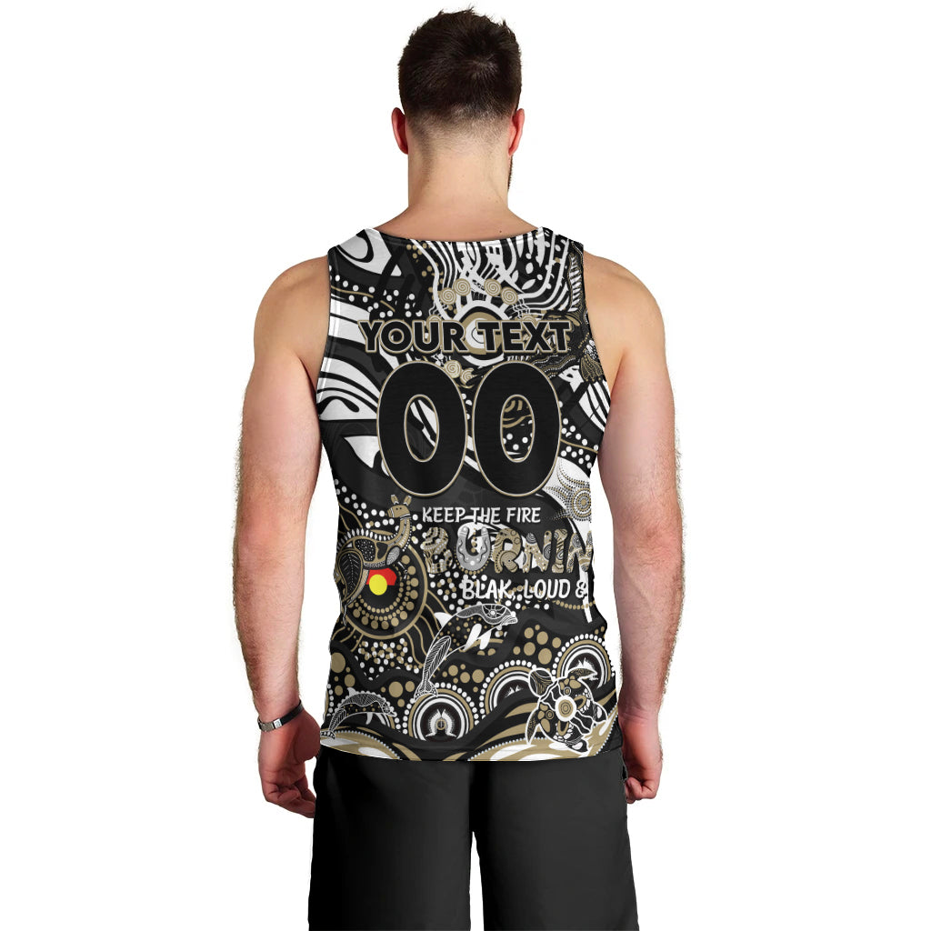 Custom NAIDOC Week 2024 Magpies Men Tank Top Aboriginal Animals Keep The Fire Burning