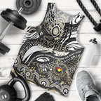 Custom NAIDOC Week 2024 Magpies Men Tank Top Aboriginal Animals Keep The Fire Burning