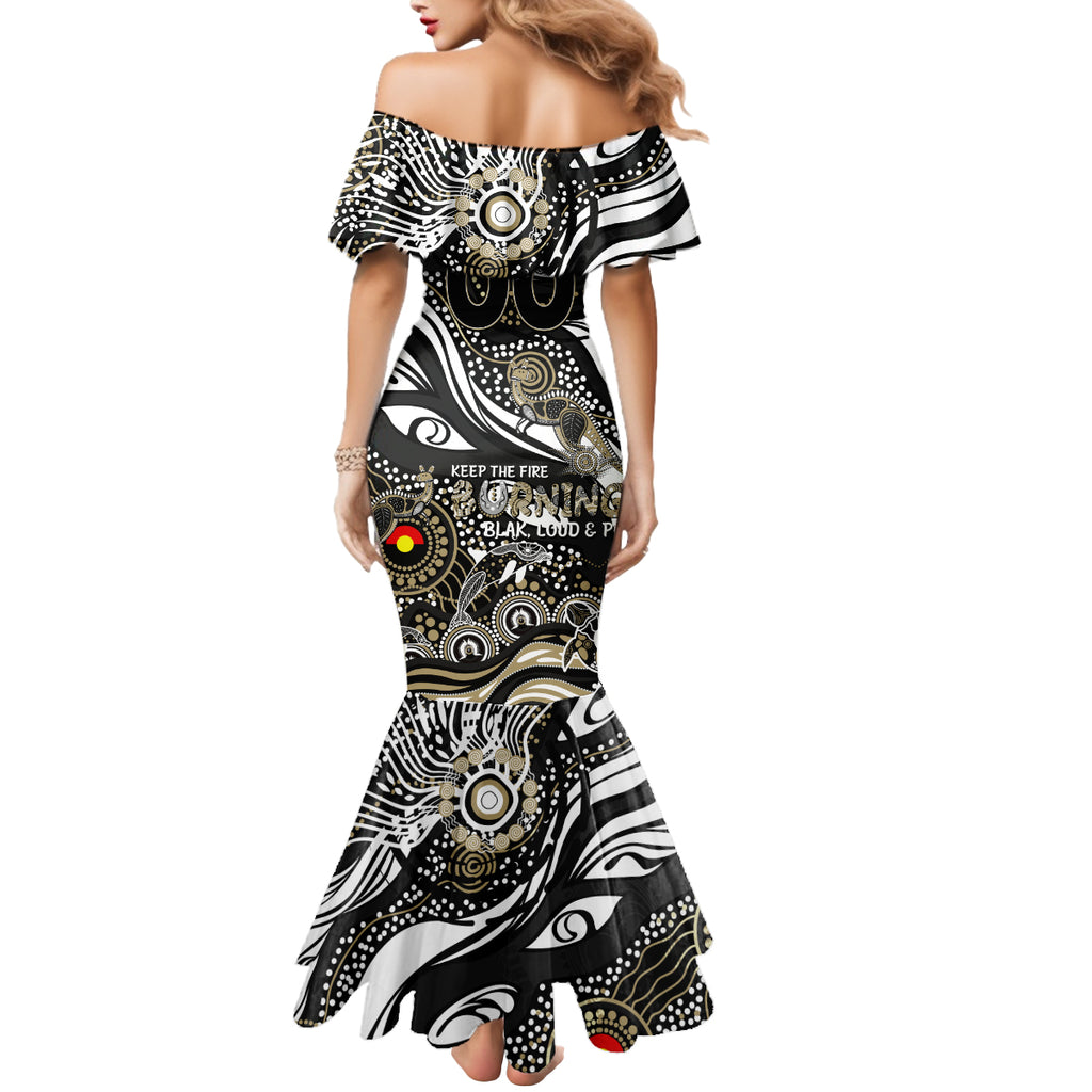 Custom NAIDOC Week 2024 Magpies Mermaid Dress Aboriginal Animals Keep The Fire Burning