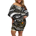 Custom NAIDOC Week 2024 Magpies Off Shoulder Short Dress Aboriginal Animals Keep The Fire Burning