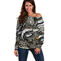 Custom NAIDOC Week 2024 Magpies Off Shoulder Sweater Aboriginal Animals Keep The Fire Burning