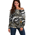 Custom NAIDOC Week 2024 Magpies Off Shoulder Sweater Aboriginal Animals Keep The Fire Burning