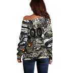 Custom NAIDOC Week 2024 Magpies Off Shoulder Sweater Aboriginal Animals Keep The Fire Burning