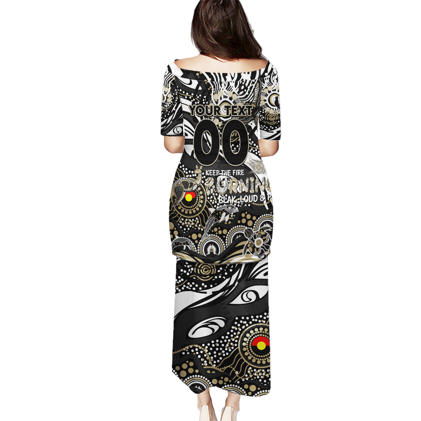 Custom NAIDOC Week 2024 Magpies Puletasi Aboriginal Animals Keep The Fire Burning