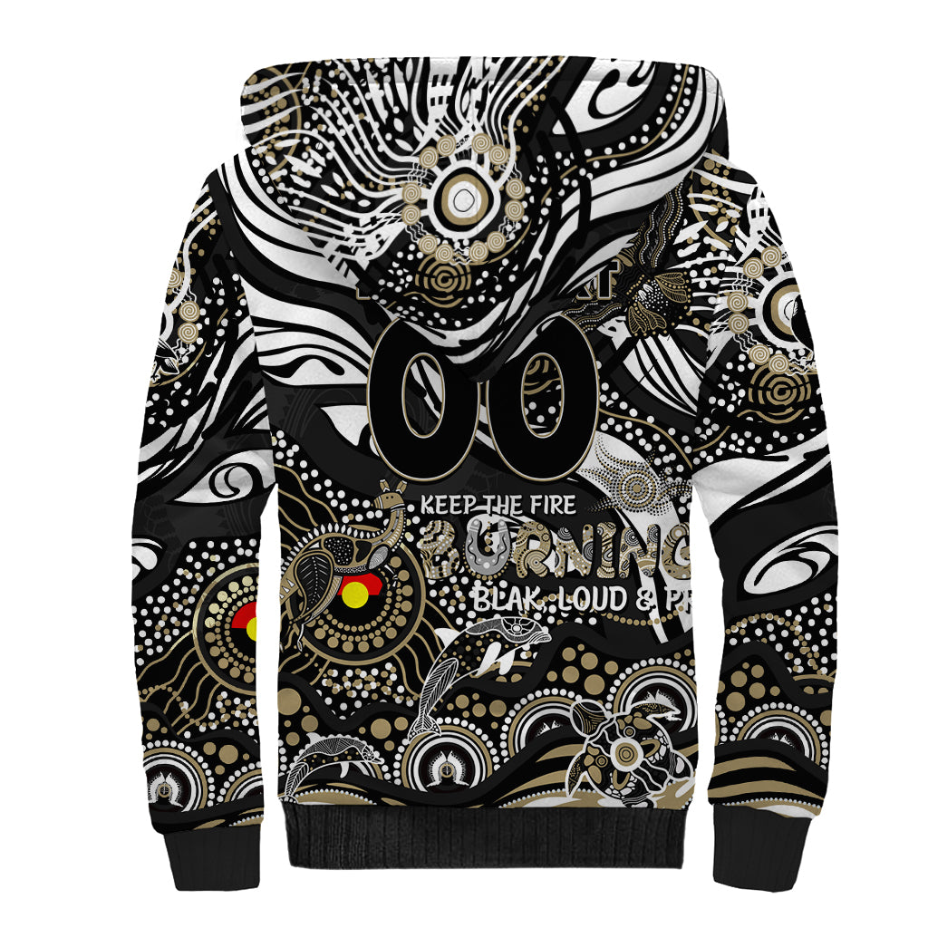 Custom NAIDOC Week 2024 Magpies Sherpa Hoodie Aboriginal Animals Keep The Fire Burning