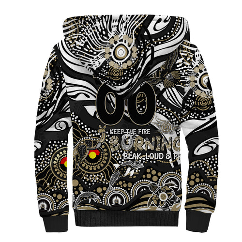 Custom NAIDOC Week 2024 Magpies Sherpa Hoodie Aboriginal Animals Keep The Fire Burning