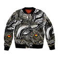 Custom NAIDOC Week 2024 Magpies Sleeve Zip Bomber Jacket Aboriginal Animals Keep The Fire Burning