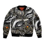 Custom NAIDOC Week 2024 Magpies Sleeve Zip Bomber Jacket Aboriginal Animals Keep The Fire Burning