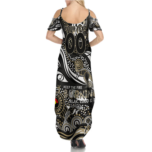 Custom NAIDOC Week 2024 Magpies Summer Maxi Dress Aboriginal Animals Keep The Fire Burning