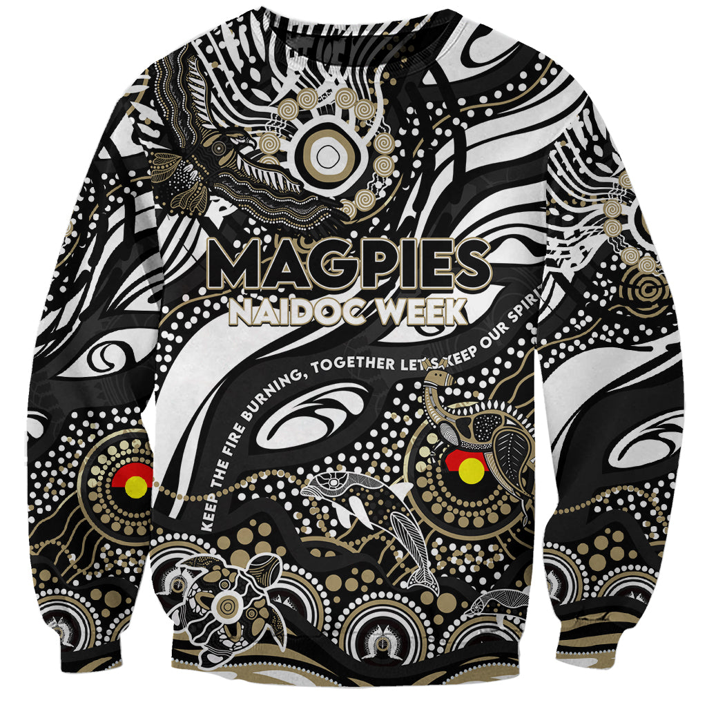 Custom NAIDOC Week 2024 Magpies Sweatshirt Aboriginal Animals Keep The Fire Burning