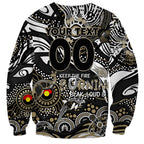 Custom NAIDOC Week 2024 Magpies Sweatshirt Aboriginal Animals Keep The Fire Burning