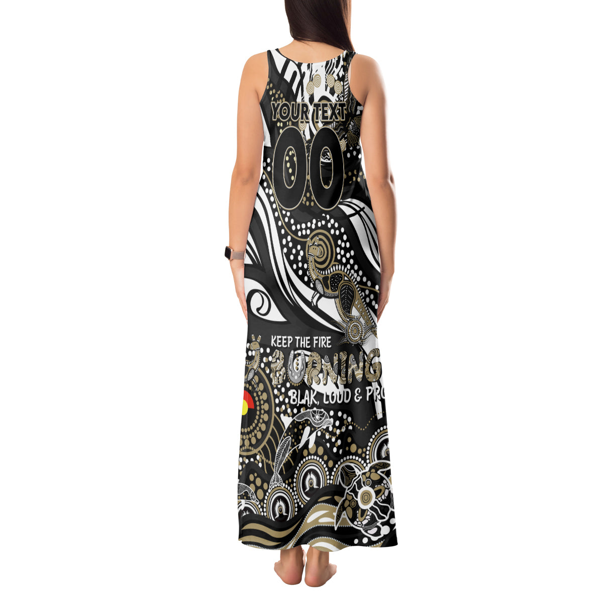 Custom NAIDOC Week 2024 Magpies Tank Maxi Dress Aboriginal Animals Keep The Fire Burning