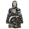 Custom NAIDOC Week 2024 Magpies Wearable Blanket Hoodie Aboriginal Animals Keep The Fire Burning