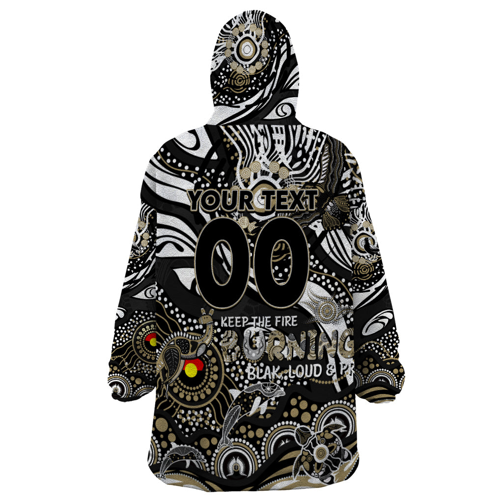 Custom NAIDOC Week 2024 Magpies Wearable Blanket Hoodie Aboriginal Animals Keep The Fire Burning