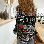 Custom NAIDOC Week 2024 Magpies Women Casual Shirt Aboriginal Animals Keep The Fire Burning