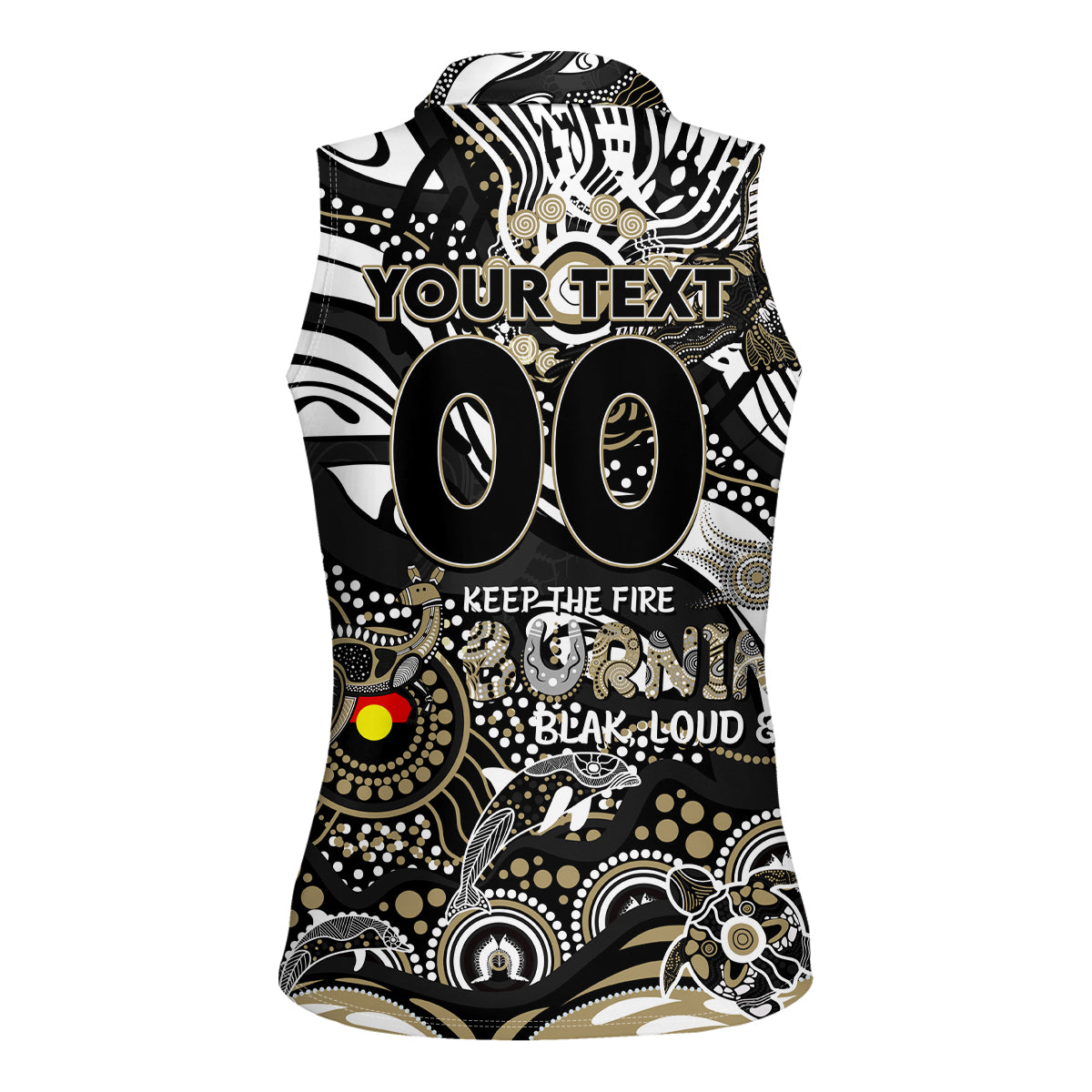 Custom NAIDOC Week 2024 Magpies Women Sleeveless Polo Shirt Aboriginal Animals Keep The Fire Burning