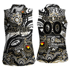 Custom NAIDOC Week 2024 Magpies Women Sleeveless Polo Shirt Aboriginal Animals Keep The Fire Burning
