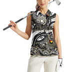 Custom NAIDOC Week 2024 Magpies Women Sleeveless Polo Shirt Aboriginal Animals Keep The Fire Burning