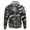 Custom NAIDOC Week 2024 Magpies Zip Hoodie Aboriginal Animals Keep The Fire Burning