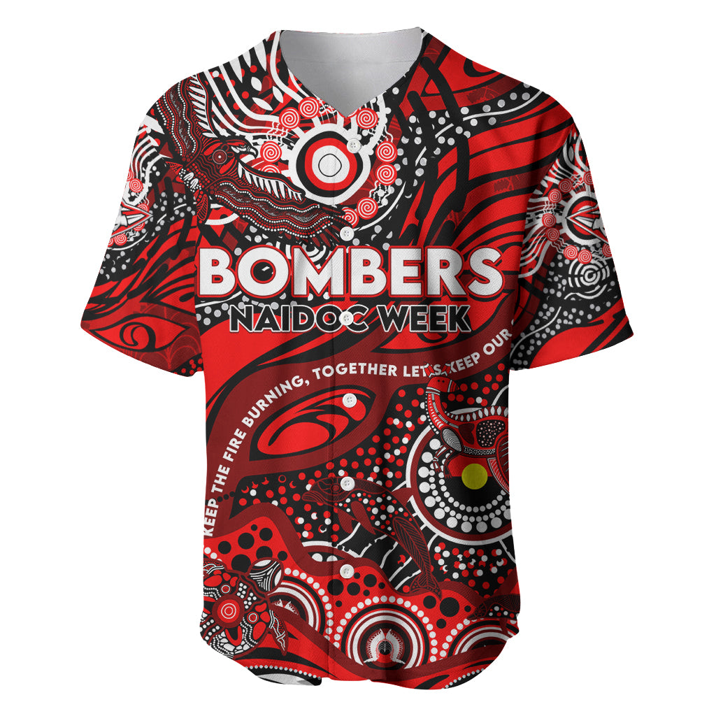 Custom NAIDOC Week 2024 Bombers Baseball Jersey Aboriginal Animals Keep The Fire Burning