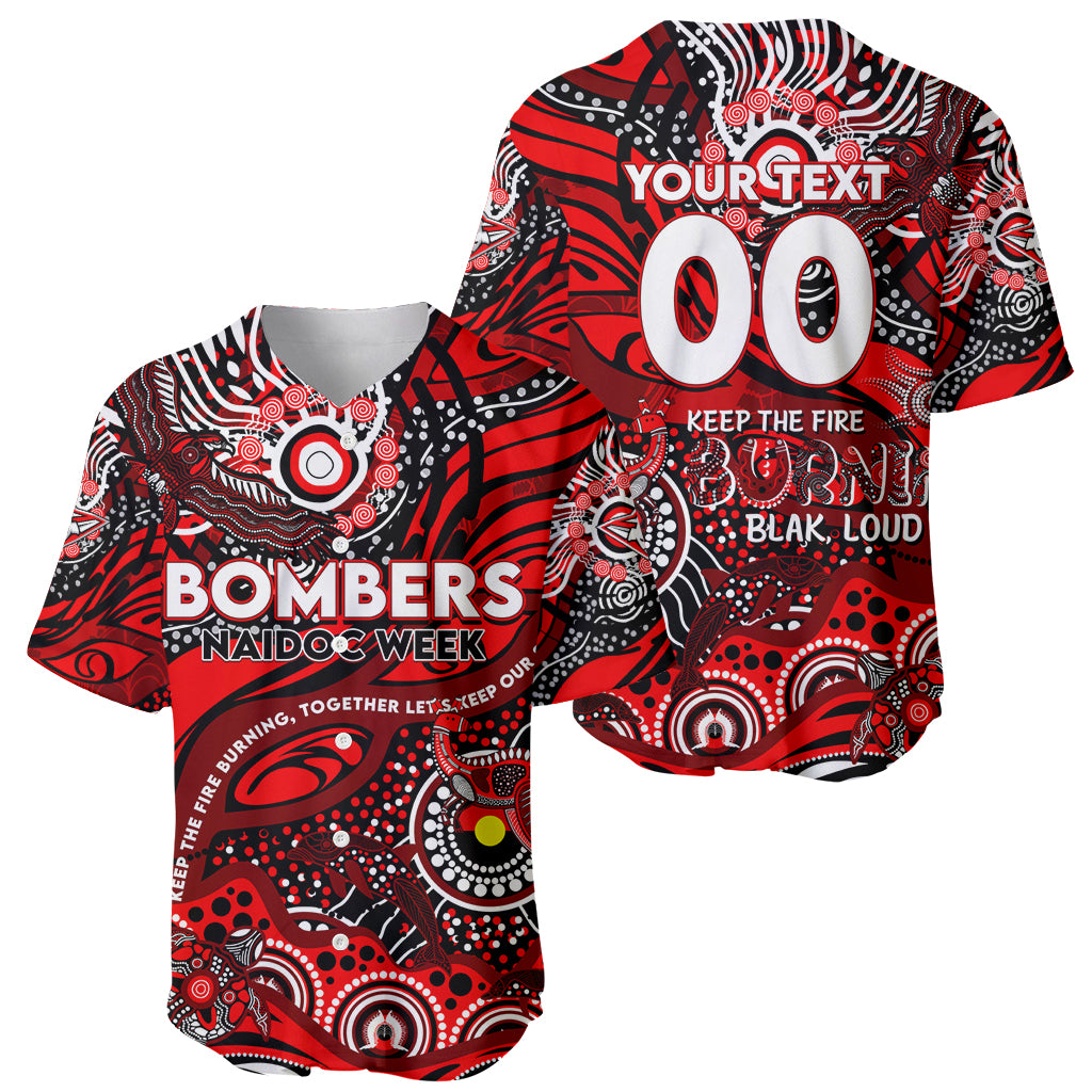 Custom NAIDOC Week 2024 Bombers Baseball Jersey Aboriginal Animals Keep The Fire Burning