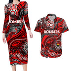 Custom NAIDOC Week 2024 Bombers Couples Matching Long Sleeve Bodycon Dress and Hawaiian Shirt Aboriginal Animals Keep The Fire Burning