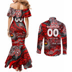 Custom NAIDOC Week 2024 Bombers Couples Matching Mermaid Dress and Long Sleeve Button Shirt Aboriginal Animals Keep The Fire Burning