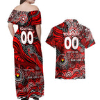 Custom NAIDOC Week 2024 Bombers Couples Matching Off Shoulder Maxi Dress and Hawaiian Shirt Aboriginal Animals Keep The Fire Burning