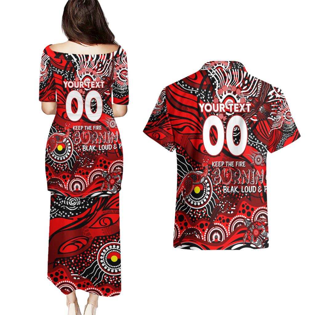 Custom NAIDOC Week 2024 Bombers Couples Matching Puletasi and Hawaiian Shirt Aboriginal Animals Keep The Fire Burning