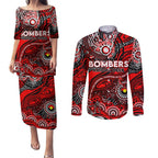 Custom NAIDOC Week 2024 Bombers Couples Matching Puletasi and Long Sleeve Button Shirt Aboriginal Animals Keep The Fire Burning
