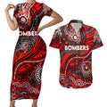 Custom NAIDOC Week 2024 Bombers Couples Matching Short Sleeve Bodycon Dress and Hawaiian Shirt Aboriginal Animals Keep The Fire Burning